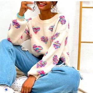 Heart printed 🌈 colorful, super cozy sweater